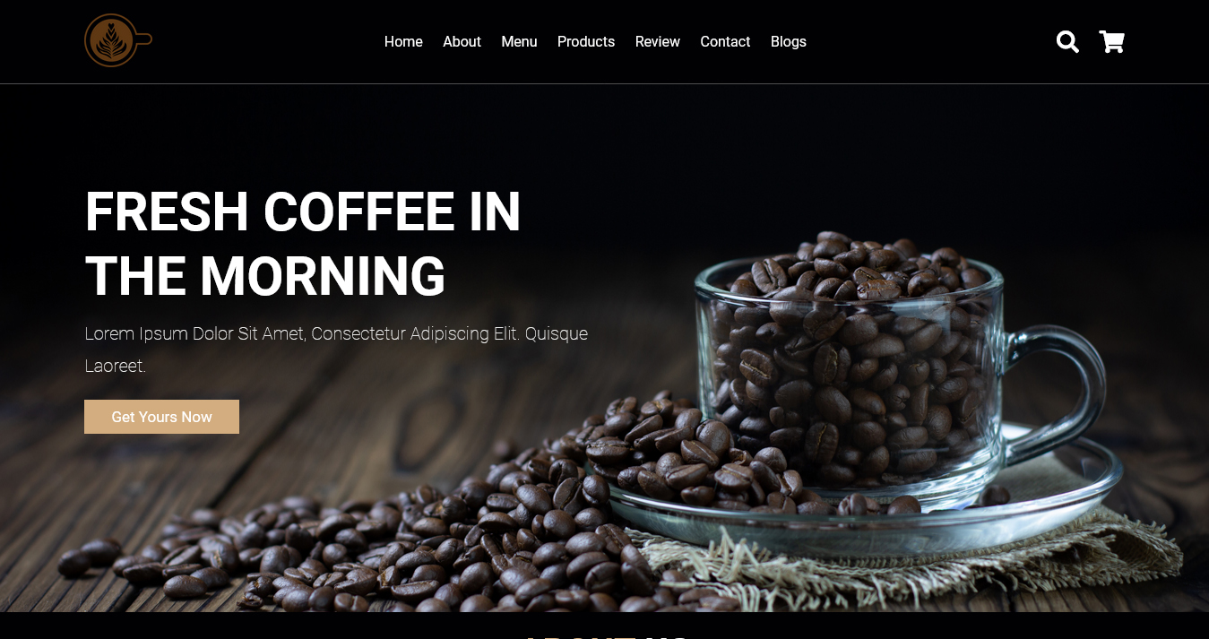 Landing Page Coffee Shop dengan Desain Dark Elegan